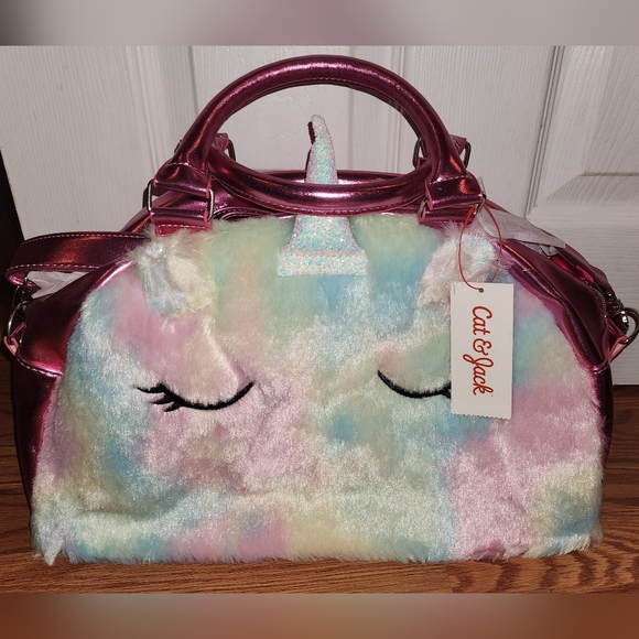 Cat & Jack Other - NWT Cat & Jack Fuzzy Unicorn Overnight/Weekender Bag